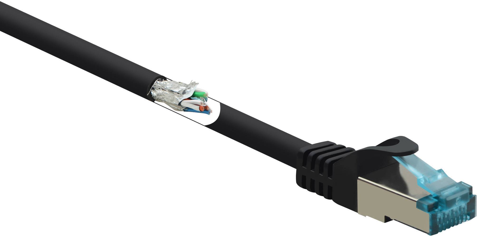 Renkforce RF-5047476 RJ45 Netzwerkkabel, Patchkabel CAT 6a S/FTP 3.00 m Schwarz Flammwidrig 1 St.