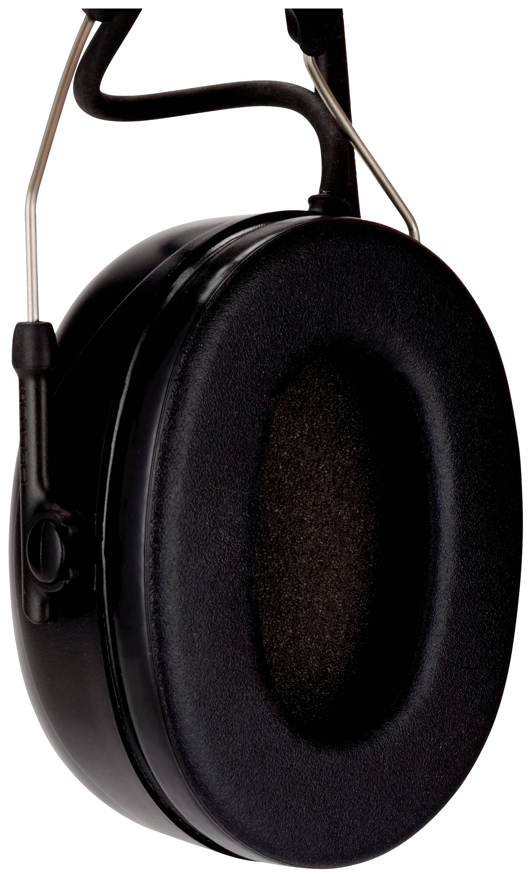 Professioneller schwarzer Gehörschutz mit gepolsterten Ohrmuscheln, geeignet für Lärmschutz in lauten Umgebungen.