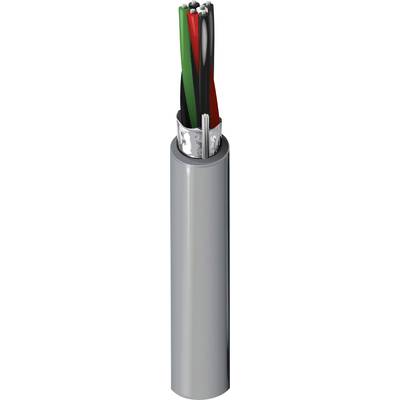 Graues Kabel mit mehreren farbigen Innenleitern, darunter grün, rot und schwarz. Zeigt die Innenstruktur von elektrischen Kabeln.