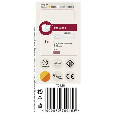 'Verpackungsinhalt: 1x LED-Streifen, Länge: 100 mm, Durchmesser: 8,5 mm, 30 mm, 43 mm. Farbtemperatur: 3000K bis 6000K. 30.000 Stunden Lebensdauer.'