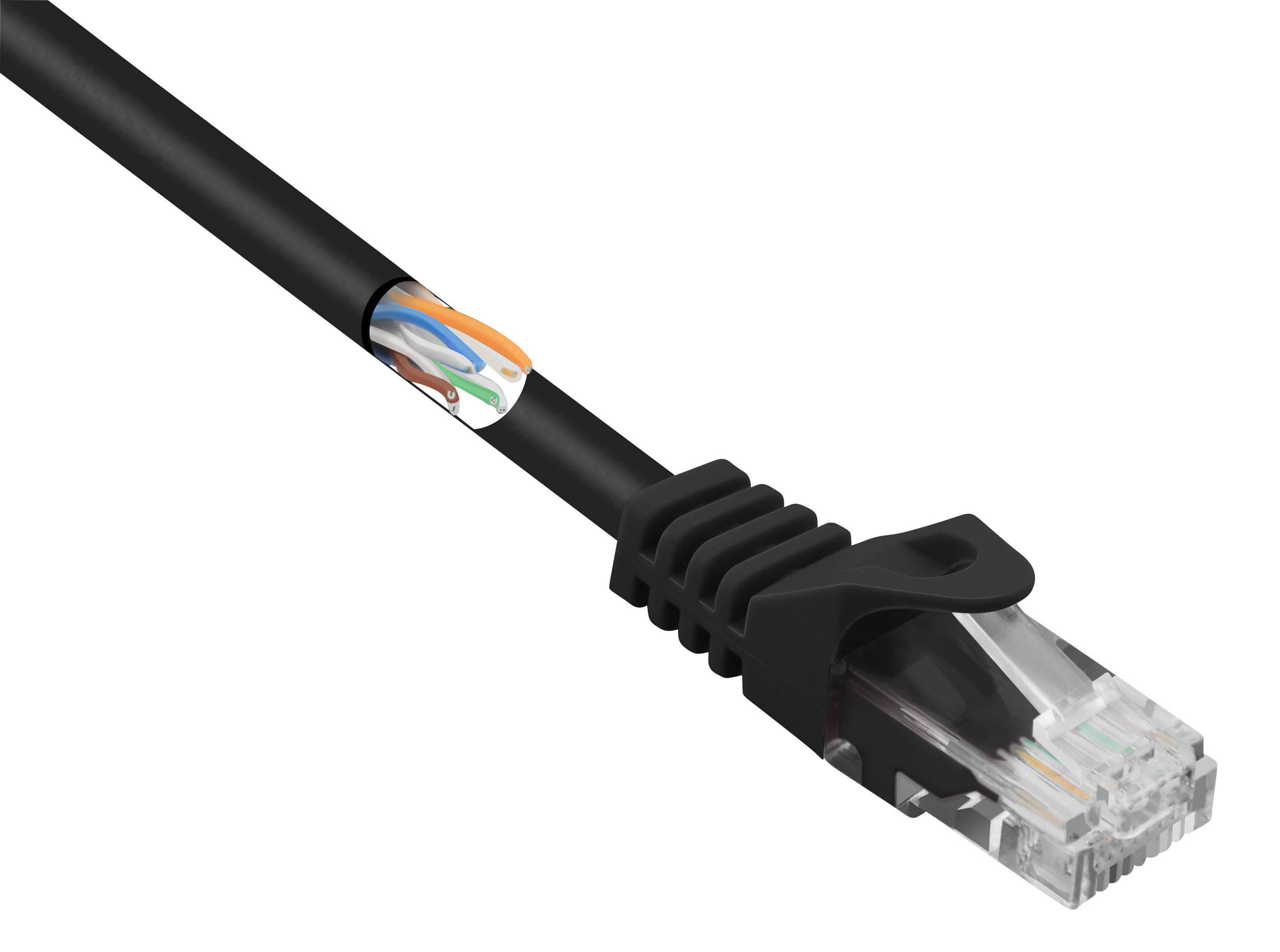 Renkforce RF-5044018 RJ45 Netzwerkkabel, Patchkabel CAT 5e U/UTP 3.00 m Schwarz mit Rastnasenschutz 1 St.