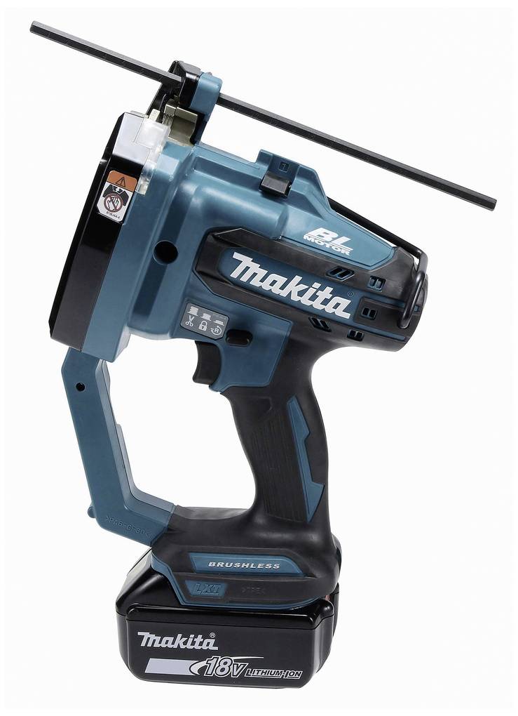 Akku-Rohrreinigungslösung von Makita, mit ergonomischem Design, 18V-Betrieb, Griff und Stangenführung, ideal für Reinigungsarbeiten.