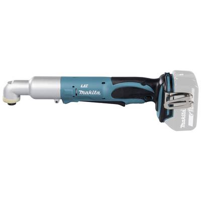Ein batteriebetriebener, rechtwinkliger Schrauber von Makita wird in Seitenansicht gezeigt.