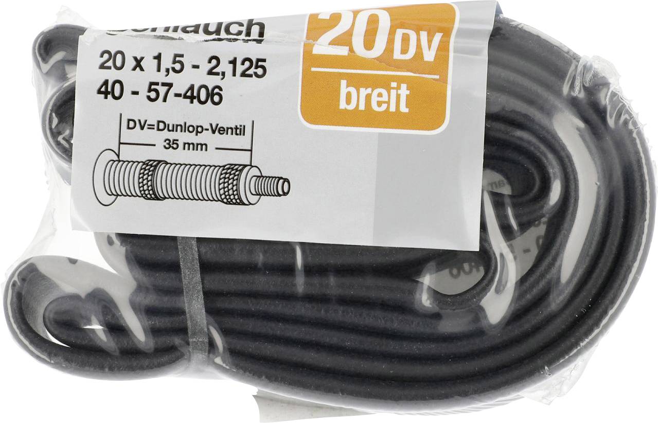'Fahrradschlauch mit Dunlop-Ventil, Größe 20 x 1,5-2,125 (40-57-406), 35 mm Ventil, breit.'