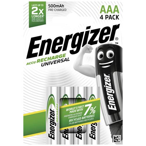 Thumbnail - Energizer Universal HR03 Micro (AAA)-Akku NiMH 500 mAh 1.2 V 4 St.