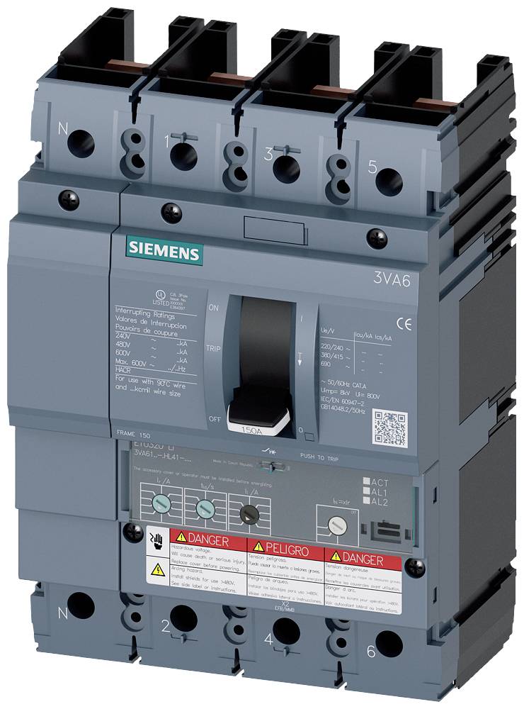 Siemens 3VA6115-6HL41-2AA0 Leistungsschalter 1 St. Einstellbereich (Strom): 60 - 150 A Schaltspannung (max.): 600 V/AC (...