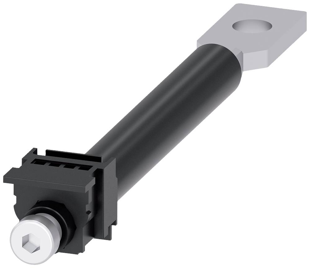 Ein langer, schwarzer, zylindrischer Hebel mit einem rechteckigen, metallischen Ende.