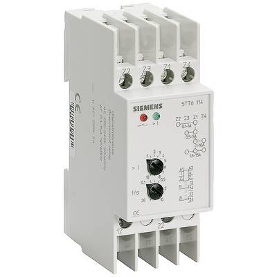 Elektronische Zeitrelais von Siemens, Modell 5TT6 114, mit Einstellknöpfen für Zeit und Strom.