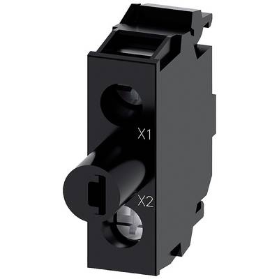 Schwarzer elektrischer Schalterbaustein mit zwei markierten Öffnungen 'X1' und 'X2'.