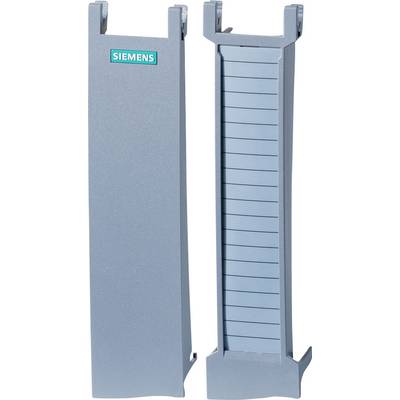 Zwei graue, vertikale Siemens-Gehäuse stehen nebeneinander; links geschlossen mit Logo, rechts offen mit Schlitzen für Bauteile.