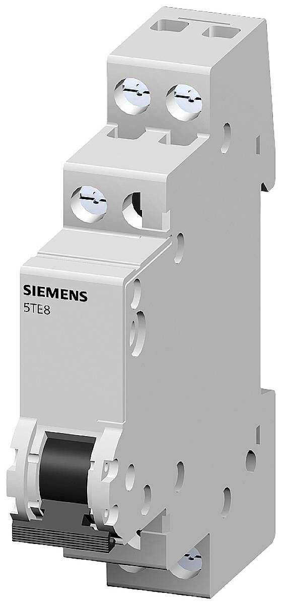Ein einpoliger Leitungsschutzschalter von Siemens, Modell 5TE8, in heller Farbe.