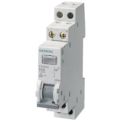 Sicherungsautomat mit der Aufschrift 'SIEMENS' und Spezifikationen '5TE8101 20A 230V', zeigt den Schalter in der 'OFF'-Position.