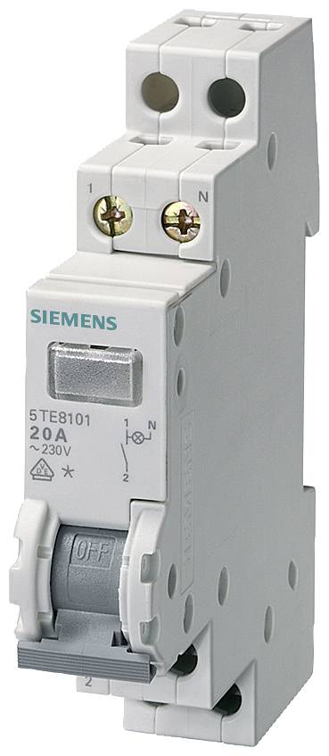 Abgebildet ist ein Siemens-Leitungsschutzschalter, 20 Ampere, 230 Volt, schaltet Stromkreise ab, um elektrische Überlastungen zu verhindern.