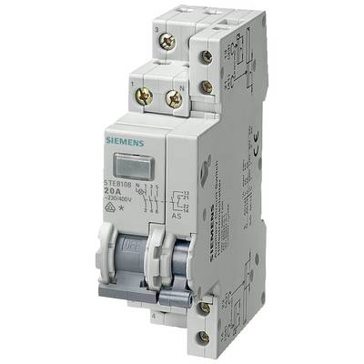 'Sicherungsautomat Siemens 5TE8108, 20A, 230/400V. Zwei Hebelpositionen für Ein/Aus. Montagemöglichkeiten erkennbar.'