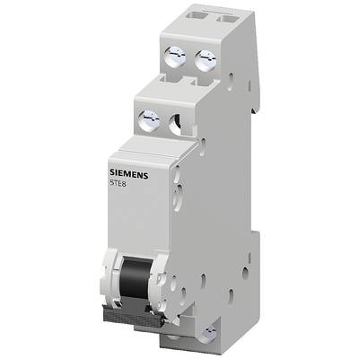 Ein grau-weißer Siemens-5TE8-Leitungsschutzschalter mit Befestigungsklemmen und Schalterhebel, geeignet für elektrische Installationen.