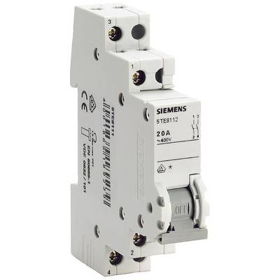 'Automat Siemens 5TE8112, 20 A, 400 V.' Ein Sicherungsautomat mit Ein- und Ausschalter, verwendet zur Überstrombegrenzung in elektrischen Anlagen.