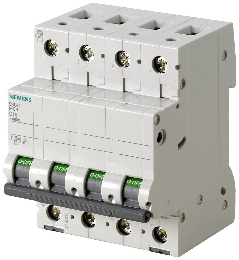 Ein dreipoliger Leistungsschalter mit Schaltern 'ON/OFF' für elektrischen Schutz, geeignet für 240/400V-Systeme.