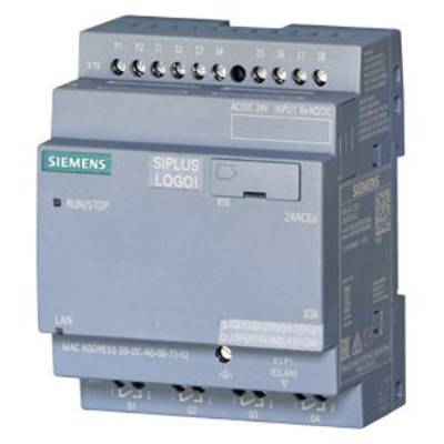 Ein graues elektronisches Bauteil mit der Aufschrift 'SIPLUS LOGO!' von Siemens, mit Anschlüssen oben und unten für verschiedene Verbindungen.