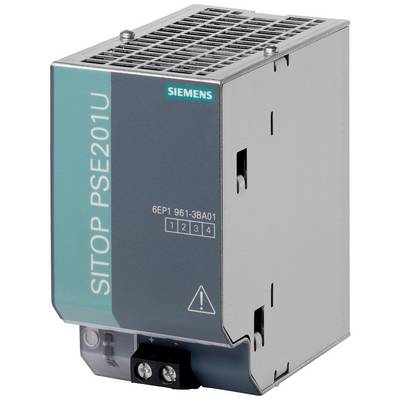 Industrienetzteil Siemens SITOP PSE201U, graues Gehäuse, Lüftungsschlitze oben, vier Kanäle, verwendet für Stromverteilung und Schutz.