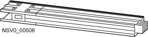 Technische Zeichnung eines rechteckigen Metallprofils mit mehreren gebohrten Löchern, rechts ist ein anderem Profil angeschlossen. Text: 'NSVO_00508'.