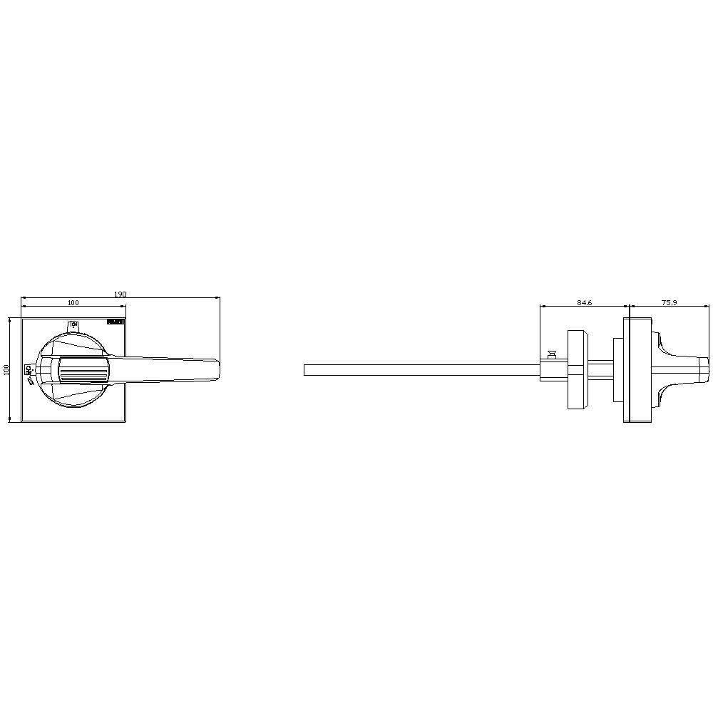 Technische Zeichnung eines Griffs mit Maßen: Länge 130 mm, Durchmesser 60 mm, Schaftlänge 154,6 mm. Zeigt Seit und Draufsicht.