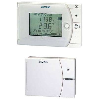 Siemens Heizungsregler mit Display, zeigt Uhrzeit '17:38', Temperatur '23,6°C'. Tasten zur Temperaturregelung und Einstellungen.