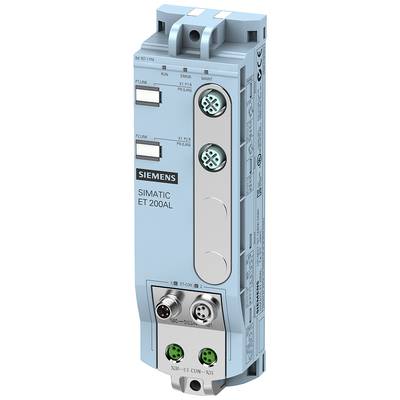 Ein Siemens SIMATIC ET 200AL-Modul, kompakt und blau, mit Anschlüssen auf der Vorderseite, verwendet in Automatisierungssystemen.