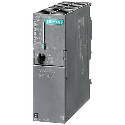 'Siemens SIMATIC S7-300 CPU315-2 DP' Steuergerät, grau, mit LED-Anzeigen und Schalter auf der Vorderseite, für industrielle Automatisierung.