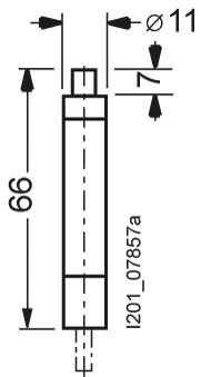 Technische Zeichnung eines zylindrischen Teils mit den Maßen: Länge 99 mm, Durchmesser 11 mm, Mittenmaß 7 mm.