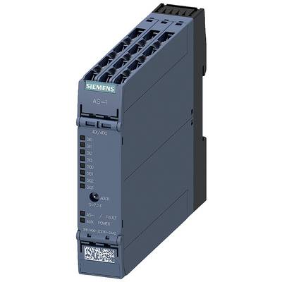 Ein blaues elektronisches Gerät mit mehreren Anschlüssen, das für industrielle Anwendungen genutzt wird. Oben links steht 'SIEMENS'.
