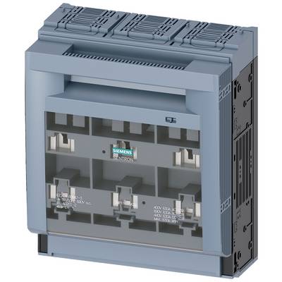 Ein blauer Schalterkasten mit der Marke 'Siemens' auf der Vorderseite, zeigt vier Öffnungen für elektrische Anschlüsse.