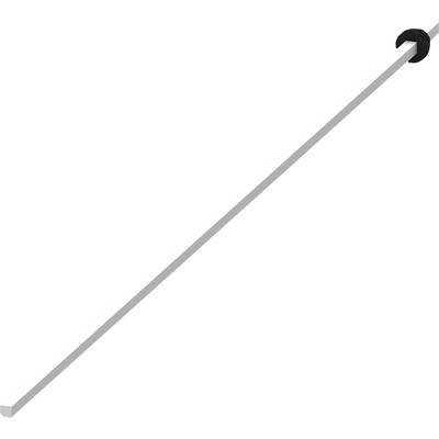 Ein grauer Stab mit einem schwarz umrandeten Haken an einem Ende, diagonal von oben rechts nach unten links verlaufend.