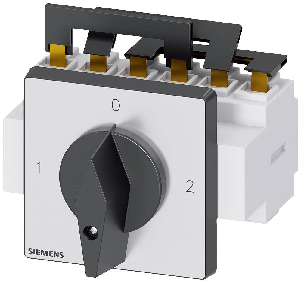 Drehschalter von Siemens mit den Positionen 0, 1 und 2. Geeignet für industrielle Anwendungen und elektrische Steuerungen.