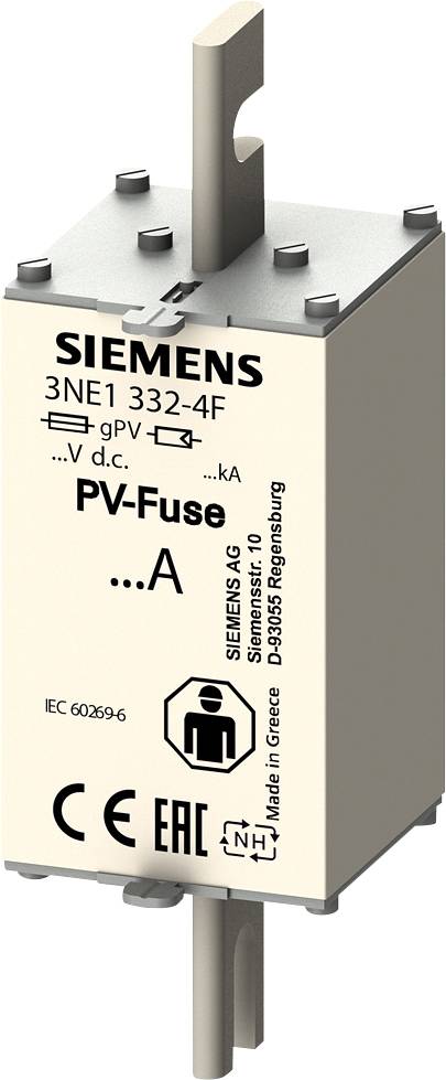PV-Sicherungseinsatz, mit geschlitzten Messerkontakten, NH2L, In: 400 A, gPV, Un DC: 1000 V, Stirnkennmelder