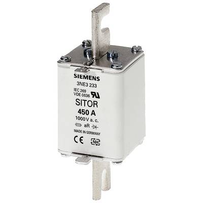 Ein SICHERUNGSEINSATZ mit 450 A, 1000 V Wechselstrom, Typ SITOR von Siemens, zur Verwendung in elektrischen Hochleistungsanlagen.