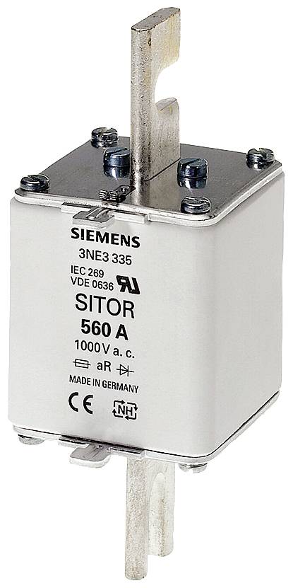 'Sicherung vom Typ SITOR, 560 A, 1000 V a.c., von Siemens, Beschriftung IEC 269 und VDE 0636, Made in Germany'