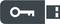 Ein dunkelgraues Logo in Form eines USB-Sticks mit einem weißen Schlüssel darauf, symbolisiert Datensicherheit oder Verschlüsselung.