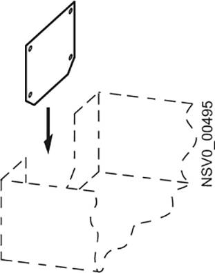 Diagramm zeigt die Montageanleitung einer Platte. Pfeil zeigt die Positionierung auf die gestrichelte Kontur einer Struktur.