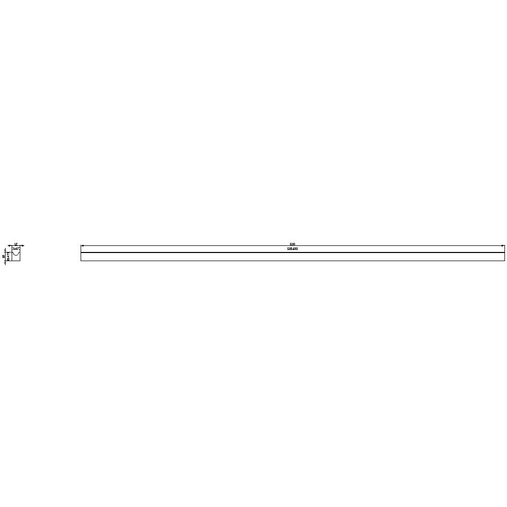 Ein langer, schmaler rechteckiger Balken, möglicherweise ein technisches Element oder Bauteil, dargestellt auf weißem Hintergrund.