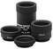 Vier schwarze Kamera-Adapter in verschiedenen Größen, aufeinander gestapelt. Markiert mit '20mm', '40mm' und '10mm'.