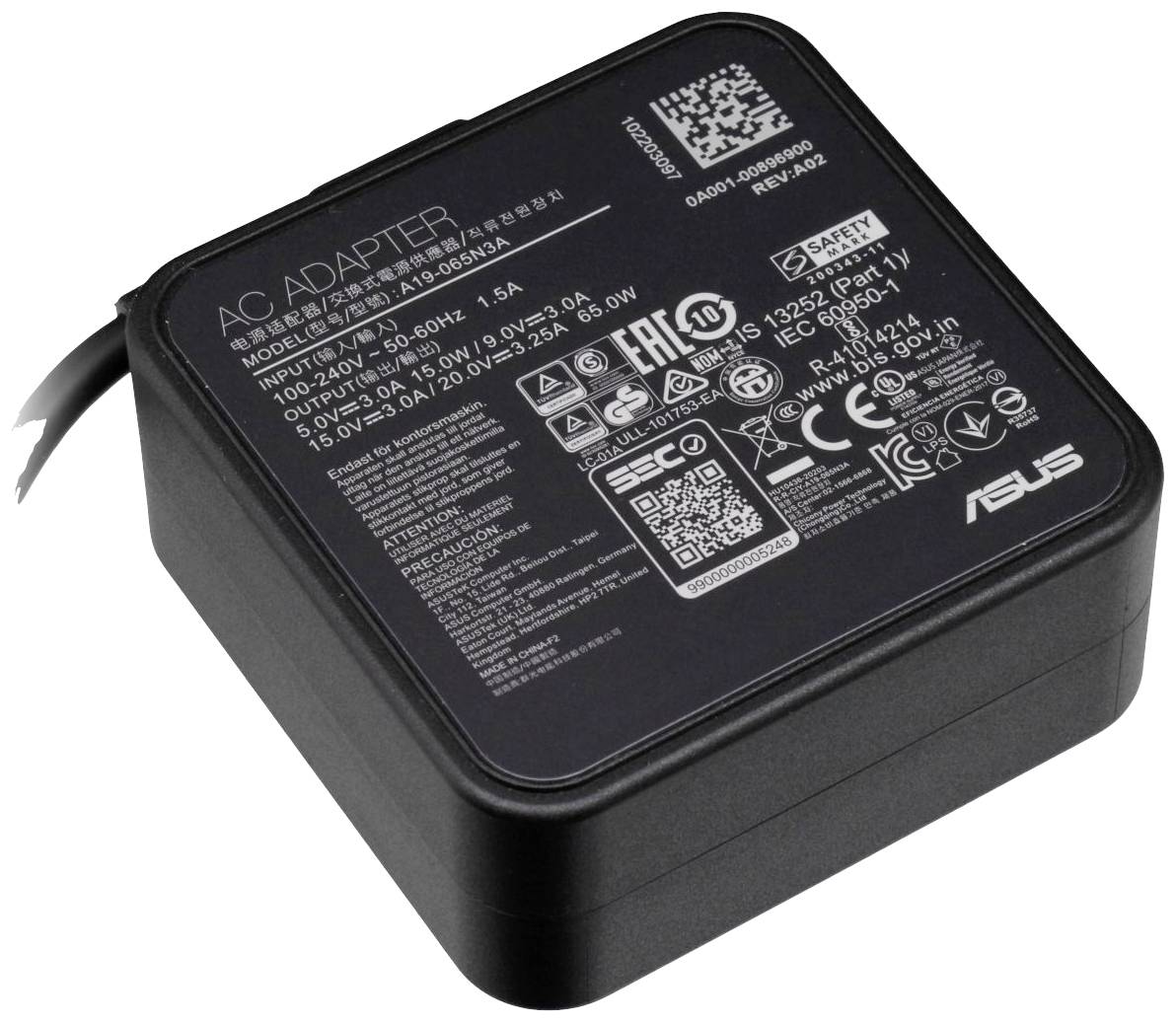 Asus USB-C NT65CA USB Ladegerät 65 W 1x USB-C® USB PD Schwarz Innenbereich USB Power Delivery (USB-PD)
