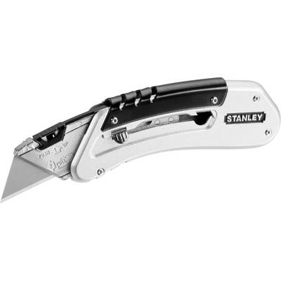 Klappbares Stanley Universalmesser mit schwarzem Griff und silberner Klinge.