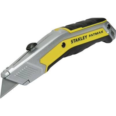 Ein gelbes und silbernes Universalmesser mit schwarzem Griff, mit der Aufschrift 'STANLEY FATMAX' an der Seite.