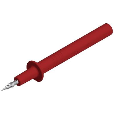 Ein roter Füllfederhalter mit einer silbernen Spitze.
