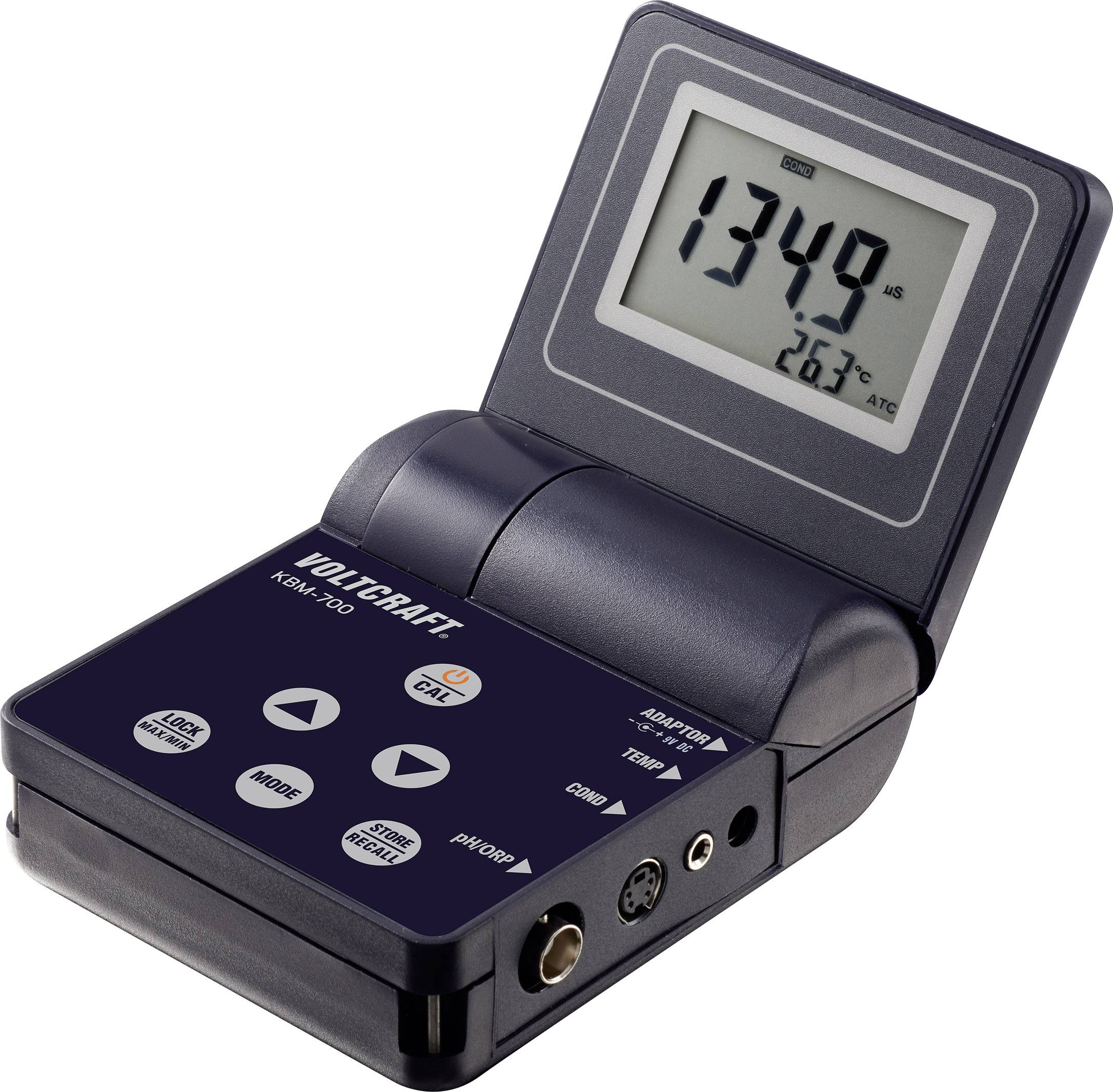 Tragbares Strommessgerät mit digitalem Display zeigt '134.9 MB'. Schwarzes Gehäuse, Tasten für versch. Messmodi.