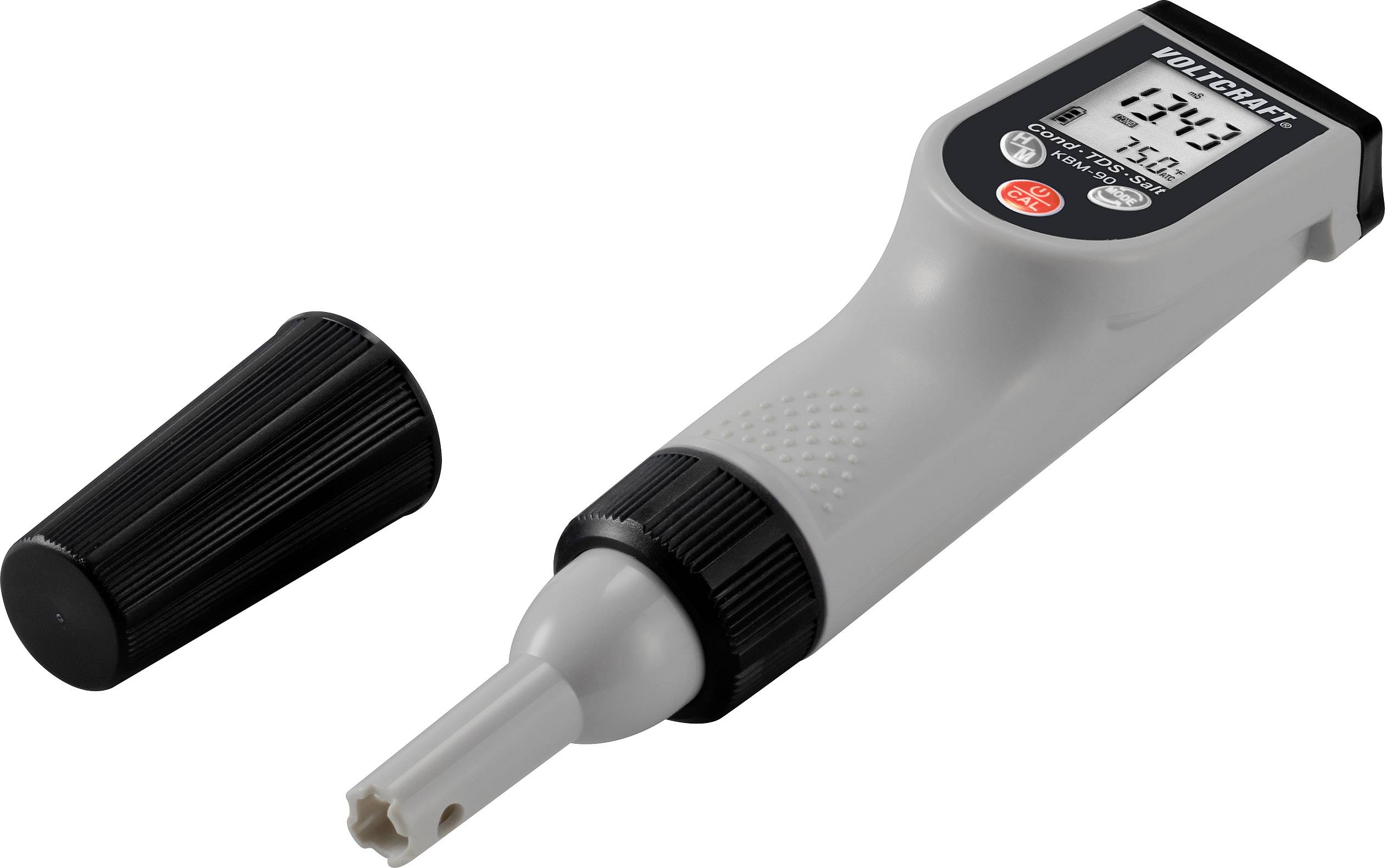 Digitales pH-Meter mit abnehmbarer Schutzkappe. Display zeigt pH-Wert von 7,25 und Temperatur von 25°C an.