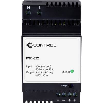 C-Control PSD-322 Hutschienen-Netzteil (DIN-Rail) Verbrauch (StandBy) 0.3 W 24 V/DC 1.25 A 30 W Anzahl Ausgänge:1 x  Inh