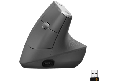 Logitech - MX Vertical Kabellose ergonomische Maus Bluetooth®, Funk Optisch Schwarz, Silber 4 Tasten 4000 dpi Ergonomisch