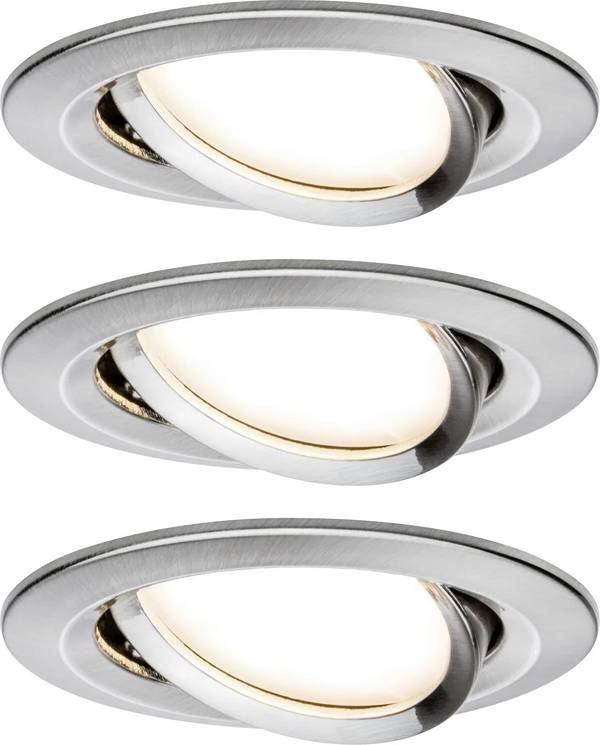Paulmann 93483 Nova Einbauleuchte 3er Set  LED LED 6 W Eisen (gebürstet)