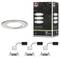 LED-Einbauspot-Set mit drei runden Leuchten, Edelstahloptik. Energiesparend, warmweißes Licht, 470 Lumen pro Leuchte. IP44, dimmbar.